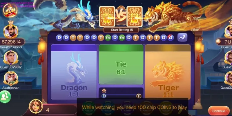 Luật chơi dragon tiger cơ bản tại Sun win